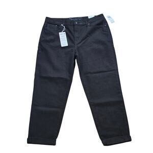 Seven7 The Marilyn Relaxed Boyfriend Jeans Black High Rise Size 12 Ankle NWT